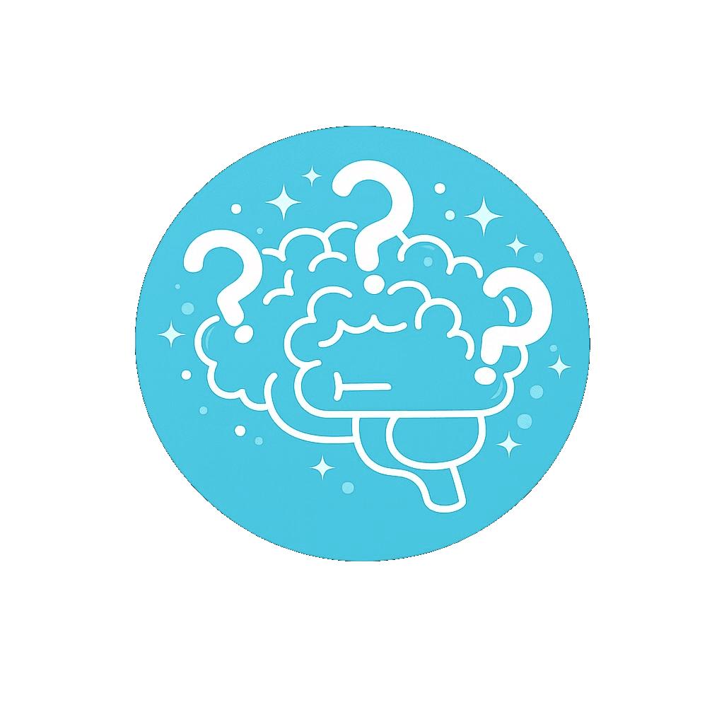 Illustration of a brain with question marks representing memory loss and Alzheimer's disease